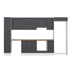 Alvinka 360X222 Cm Klasik Mebran Mutfak Dolabı Mbb-E80B40S40-1 Mebran | Antrasit - Suntalam