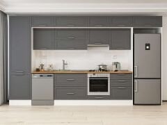 Alvinka 410X240 Cm Klasik Mebran Mutfak Dolabı Beyaz Beyaz Mbb-E90B60S60-1 Mebran | Antrasit - Mdf