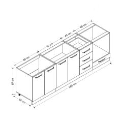 Minar 265 Cm Mutfak Dolabı Beyaz Dore 265-D3-Alt Modül