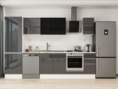 Alvinka 300X210 Cm High Gloss Mutfak Dolabı Mb-E80B60S40-3 High Gloss | Antrasit - Suntalam