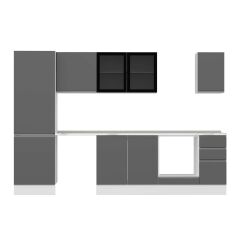 Alvinka 300X210 Cm High Gloss Mutfak Dolabı Mb-E80B60S40-3 High Gloss | Antrasit - Suntalam