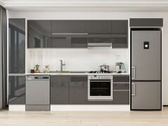 Alvinka 370X222 Cm High Gloss Mutfak Dolabı Mbb-E90B40S40-1 High Gloss | Antrasit - Suntalam