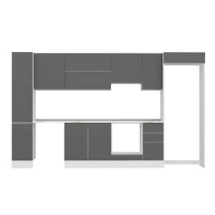 Alvinka 370X222 Cm High Gloss Mutfak Dolabı Mbb-E90B40S40-1 High Gloss | Antrasit - Suntalam