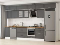 Alvinka 385X240 Cm Klasik Mebran Mutfak Dolabı Mb-E80S45S60-3 Mebran | Antrasit - Suntalam