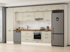 Alvinka 410X240 Cm Klasik Mebran Mutfak Dolabı Beyaz Beyaz Mbb-E90B60S60-1 Mebran | Kumtaşı - Mdf