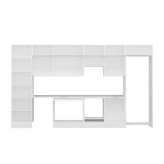 Alvinka 410X240 Cm Klasik Mebran Mutfak Dolabı Beyaz Beyaz Mbb-E90B60S60-1 Mebran | Kumtaşı - Mdf