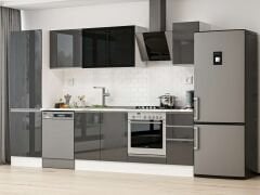 Alvinka 300X210 Cm High Gloss Mutfak Dolabı Mb-E80B60S40-3 High Gloss | Antrasit - Mdf