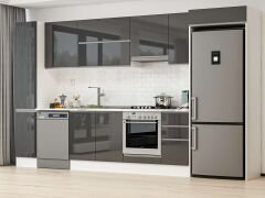 Alvinka 370X222 Cm High Gloss Mutfak Dolabı Mbb-E90B40S40-1 High Gloss | Antrasit - Mdf