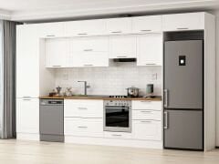 Alvinka 410X240 Cm Klasik Mebran Mutfak Dolabı Beyaz Beyaz Mbb-E90B60S60-2 Mebran | Beyaz - Suntalam