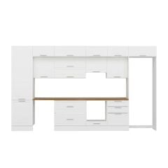 Alvinka 410X240 Cm Klasik Mebran Mutfak Dolabı Beyaz Beyaz Mbb-E90B60S60-2 Mebran | Beyaz - Suntalam