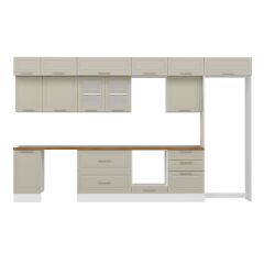 Alvinka 385X240 Cm Klasik Mebran Mutfak Dolabı Mb-E80S45S60-3 Mebran | Kumtaşı - Suntalam