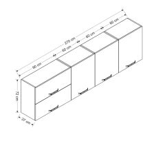 Minar 270 Cm Mutfak Dolabı Beyaz 270-B1-Üst Modül