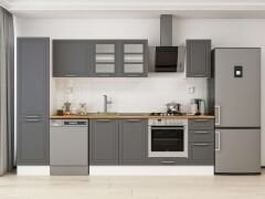 Alvinka 290X210 Cm Klasik Mebran Mutfak Dolabı Mb-E80B50S40-3 Mebran | Antrasit - Suntalam