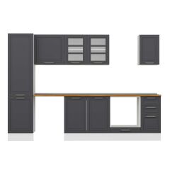 Alvinka 290X210 Cm Klasik Mebran Mutfak Dolabı Mb-E80B50S40-3 Mebran | Antrasit - Suntalam