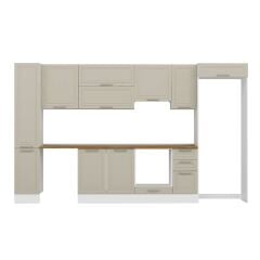 Alvinka 360X222 Cm Klasik Mebran Mutfak Dolabı Mbb-E80B40S40-1 Mebran | Kumtaşı - Mdf