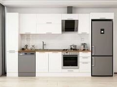 Alvinka 360X222 Cm Klasik Mebran Mutfak Dolabı Mbb-E80B40S40-2 Mebran | Beyaz - Suntalam