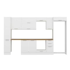 Alvinka 360X222 Cm Klasik Mebran Mutfak Dolabı Mbb-E80B40S40-2 Mebran | Beyaz - Suntalam