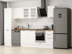 Alvinka 290X210 Cm Klasik Mebran Mutfak Dolabı Mb-E80B50S40-3 Mebran | Beyaz - Mdf