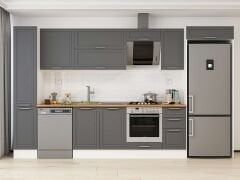 Alvinka 360X222 Cm Klasik Mebran Mutfak Dolabı Mbb-E80B40S40-2 Mebran | Antrasit - Suntalam