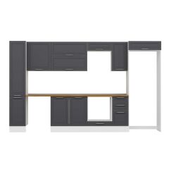 Alvinka 360X222 Cm Klasik Mebran Mutfak Dolabı Mbb-E80B40S40-2 Mebran | Antrasit - Suntalam