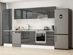 Alvinka 305X210 Cm High Gloss Mutfak Dolabı Mb-E80B60S45-1 High Gloss | Antrasit - Mdf