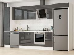 Alvinka 370X222 Cm High Gloss Mutfak Dolabı Mbb-E90B40S40-2 High Gloss | Antrasit - Mdf