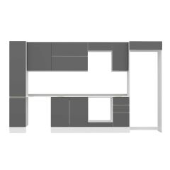 Alvinka 370X222 Cm High Gloss Mutfak Dolabı Mbb-E90B40S40-2 High Gloss | Antrasit - Mdf