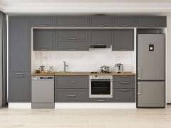 Alvinka 410X240 Cm Klasik Mebran Mutfak Dolabı Beyaz Beyaz Mbb-E90B60S60-2 Mebran | Antrasit - Mdf