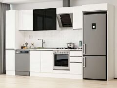 Alvinka 370X222 Cm High Gloss Mutfak Dolabı Mbb-E90B40S40-3 High Gloss | Beyaz - Suntalam