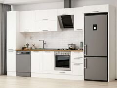 Alvinka 360X222 Cm Klasik Mebran Mutfak Dolabı Mbb-E80B40S40-2 Mebran | Beyaz - Mdf