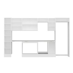 Alvinka 360X222 Cm Klasik Mebran Mutfak Dolabı Mbb-E80B40S40-2 Mebran | Beyaz - Mdf