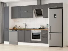 Alvinka 360X222 Cm Klasik Mebran Mutfak Dolabı Mbb-E80B40S40-2 Mebran | Antrasit - Mdf