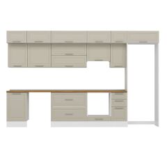 Alvinka 370X240 Cm Klasik Mebran Mutfak Dolabı Mb-E80S50S40-1 Mebran | Kumtaşı - Suntalam