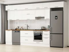 Alvinka 370X240 Cm Klasik Mebran Mutfak Dolabı Mb-E80S50S40-1 Mebran | Beyaz - Mdf