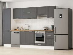 Alvinka 295X210 Cm Klasik Mebran Mutfak Dolabı Mb-E80B50S45-1 Mebran | Antrasit - Suntalam