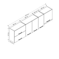Minar 270 Cm Mutfak Dolabı Beyaz 270-B7-Üst Modül