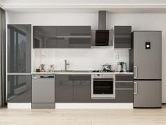 Alvinka 305X210 Cm High Gloss Mutfak Dolabı Mb-E80B60S45-2 High Gloss | Antrasit - Mdf