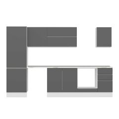 Alvinka 305X210 Cm High Gloss Mutfak Dolabı Mb-E80B60S45-2 High Gloss | Antrasit - Mdf