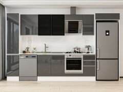 Alvinka 370X222 Cm High Gloss Mutfak Dolabı Mbb-E90B40S40-3 High Gloss | Antrasit - Mdf