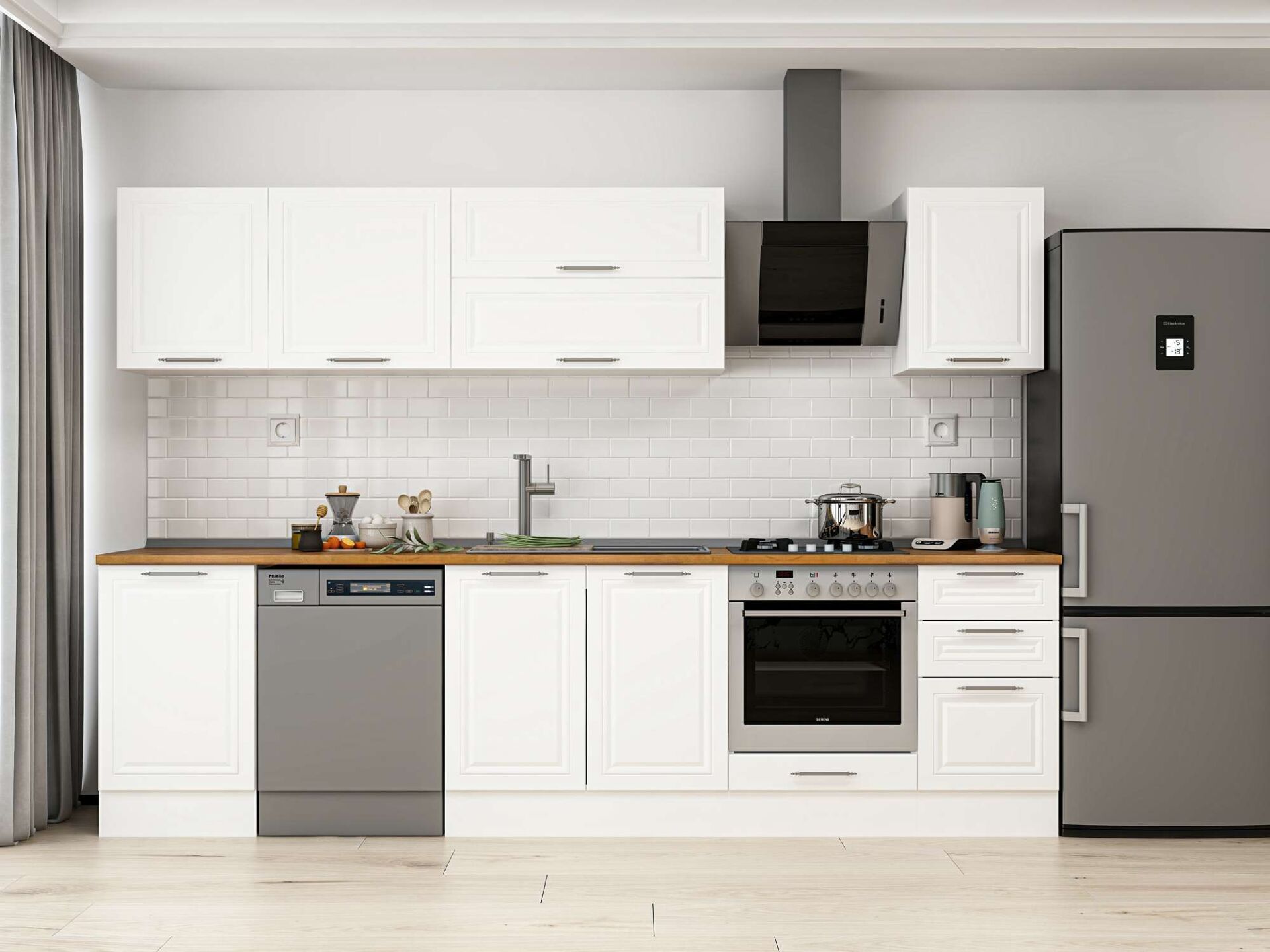 Alvinka 295X210 Cm Klasik Mebran Mutfak Dolabı Beyaz Beyaz M-E80S50S45-2