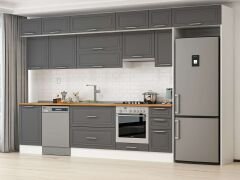 Alvinka 370X240 Cm Klasik Mebran Mutfak Dolabı Mb-E80S50S40-1 Mebran | Antrasit - Mdf