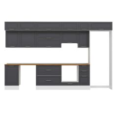 Alvinka 370X240 Cm Klasik Mebran Mutfak Dolabı Mb-E80S50S40-1 Mebran | Antrasit - Mdf