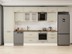 Alvinka 410X240 Cm Klasik Mebran Mutfak Dolabı Beyaz Beyaz Mbb-E90B60S60-3 Mebran | Kumtaşı - Suntalam