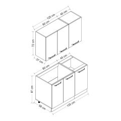 Minar 125 Cm Mutfak Dolabı Beyaz 125-B1