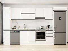 Alvinka 375X222 Cm High Gloss Mutfak Dolabı Mbb-E90B40S45-1 High Gloss | Beyaz - Suntalam