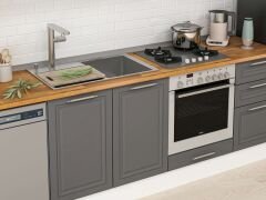 Alvinka 295X210 Cm Klasik Mebran Mutfak Dolabı Mb-E80B50S45-1 Mebran | Antrasit - Mdf