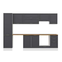 Alvinka 295X210 Cm Klasik Mebran Mutfak Dolabı Mb-E80B50S45-1 Mebran | Antrasit - Mdf