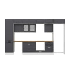 Alvinka 410X240 Cm Klasik Mebran Mutfak Dolabı Beyaz Beyaz Mbb-E90B60S60-3 Mebran | Antrasit - Mdf