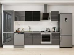 Alvinka 305X210 Cm High Gloss Mutfak Dolabı Mb-E80B60S45-3 High Gloss | Antrasit - Suntalam