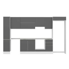 Alvinka 375X222 Cm High Gloss Mutfak Dolabı Mbb-E90B40S45-1 High Gloss | Antrasit - Suntalam